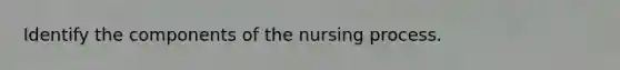 Identify the components of the nursing process.