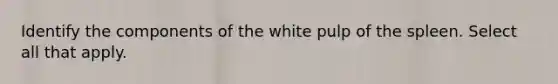 Identify the components of the white pulp of the spleen. Select all that apply.