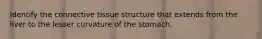 Identify the connective tissue structure that extends from the liver to the lesser curvature of the stomach.