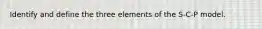 Identify and define the three elements of the S-C-P model.