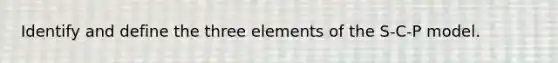 Identify and define the three elements of the S-C-P model.