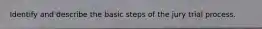 Identify and describe the basic steps of the jury trial process.