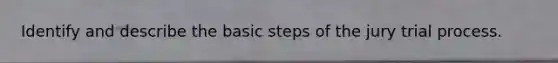 Identify and describe the basic steps of the jury trial process.
