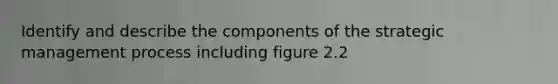 Identify and describe the components of the strategic management process including figure 2.2