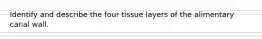 Identify and describe the four tissue layers of the alimentary canal wall.