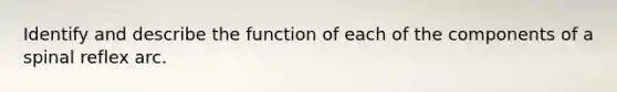 Identify and describe the function of each of the components of a spinal reflex arc.