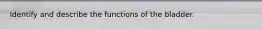 Identify and describe the functions of the bladder.