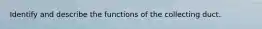 Identify and describe the functions of the collecting duct.