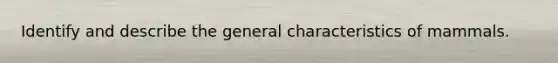 Identify and describe the general characteristics of mammals.