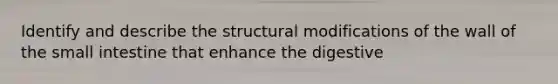 Identify and describe the structural modifications of the wall of the small intestine that enhance the digestive