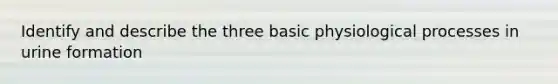 Identify and describe the three basic physiological processes in urine formation