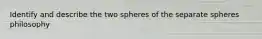 Identify and describe the two spheres of the separate spheres philosophy