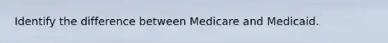 Identify the difference between Medicare and Medicaid.