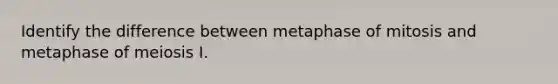 Identify the difference between metaphase of mitosis and metaphase of meiosis I.