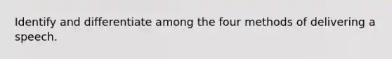 Identify and differentiate among the four methods of delivering a speech.