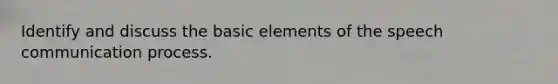 Identify and discuss the basic elements of the speech communication process.