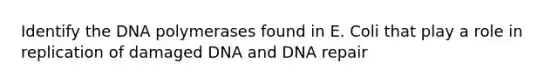 Identify the DNA polymerases found in E. Coli that play a role in replication of damaged DNA and DNA repair