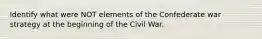 Identify what were NOT elements of the Confederate war strategy at the beginning of the Civil War.