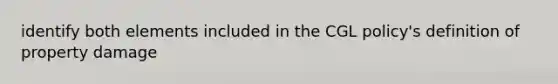 identify both elements included in the CGL policy's definition of property damage