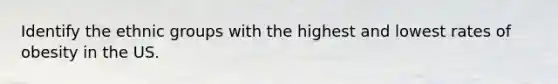 Identify the ethnic groups with the highest and lowest rates of obesity in the US.