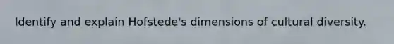 Identify and explain Hofstede's dimensions of <a href='https://www.questionai.com/knowledge/kfxWvRcQOm-cultural-diversity' class='anchor-knowledge'>cultural diversity</a>.