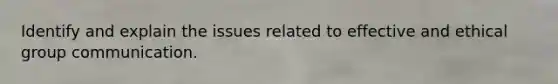 Identify and explain the issues related to effective and ethical group communication.