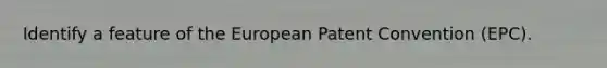 Identify a feature of the European Patent Convention (EPC).