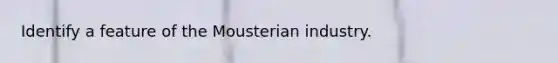 Identify a feature of the Mousterian industry.