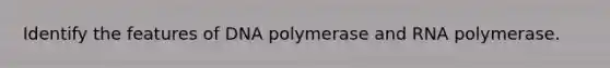 Identify the features of DNA polymerase and RNA polymerase.