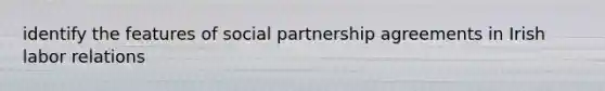 identify the features of social partnership agreements in Irish labor relations