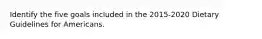 Identify the five goals included in the 2015-2020 Dietary Guidelines for Americans.