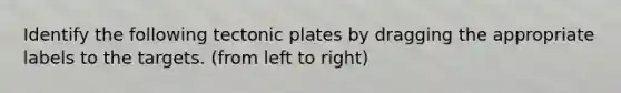 Identify the following tectonic plates by dragging the appropriate labels to the targets. (from left to right)