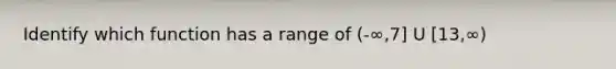 Identify which function has a range of (-∞,7] U [13,∞)