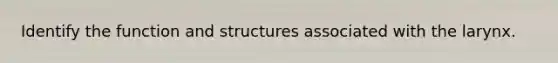 Identify the function and structures associated with the larynx.