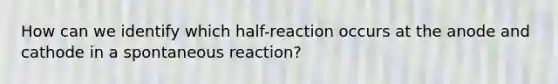 How can we identify which half-reaction occurs at the anode and cathode in a spontaneous reaction?