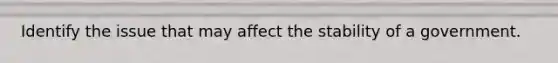 Identify the issue that may affect the stability of a government.
