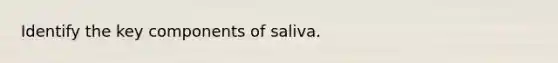 Identify the key components of saliva.