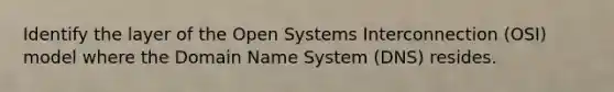 Identify the layer of the Open Systems Interconnection (OSI) model where the Domain Name System (DNS) resides.