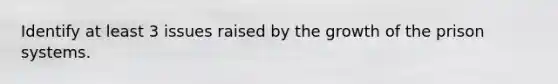 Identify at least 3 issues raised by the growth of the prison systems.