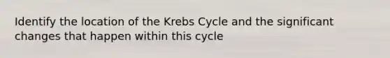 Identify the location of the Krebs Cycle and the significant changes that happen within this cycle