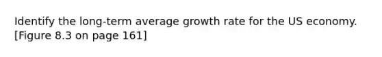 Identify the long-term average growth rate for the US economy. [Figure 8.3 on page 161]