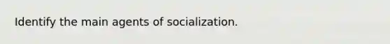 Identify the main agents of socialization.