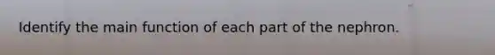 Identify the main function of each part of the nephron.