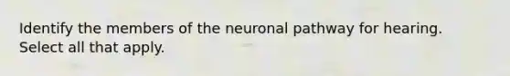 Identify the members of the neuronal pathway for hearing. Select all that apply.