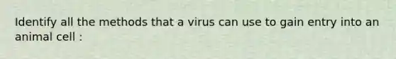 Identify all the methods that a virus can use to gain entry into an animal cell :