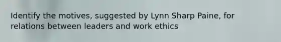 Identify the motives, suggested by Lynn Sharp Paine, for relations between leaders and work ethics