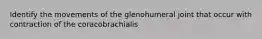 Identify the movements of the glenohumeral joint that occur with contraction of the coracobrachialis