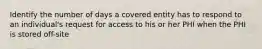 Identify the number of days a covered entity has to respond to an individual's request for access to his or her PHI when the PHI is stored off-site