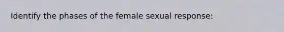 Identify the phases of the female sexual response: