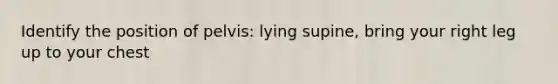 Identify the position of pelvis: lying supine, bring your right leg up to your chest